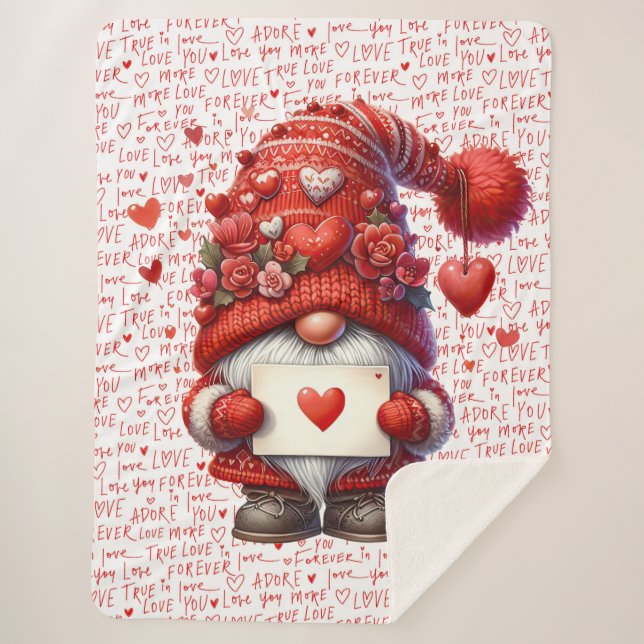Cobertor Sherpa Letra Gnomos Love (Frente)