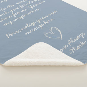 Cobertor Sherpa Letra ou mensagem de amor manuscrita azul empoeira