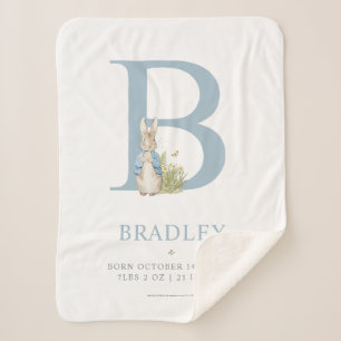 Cobertor Sherpa Letra personalizada   B do coelho de Peter