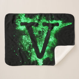Cobertor Sherpa Letra V Maiúscula Alfabeta Verde