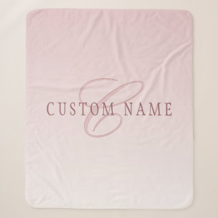 Cobertor Sherpa Letras Elegantes & Monograma Rose Ombre