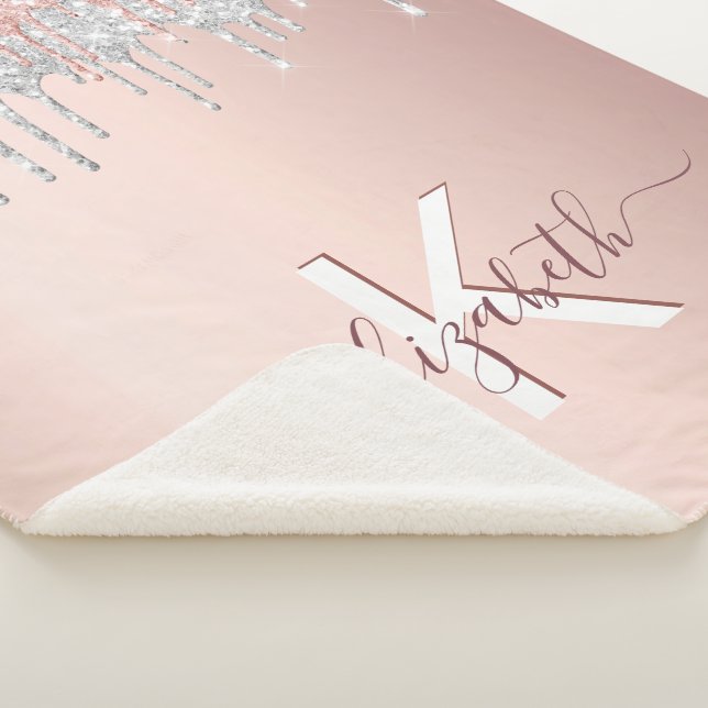 Cobertor Sherpa Leve rosa dourado pinga prata (3/4)