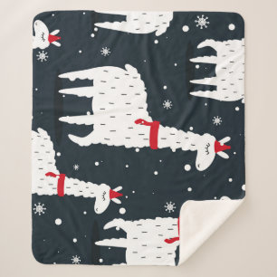 Cobertor Sherpa Lhamas Coloridas: Animais Neves Sem Costura.