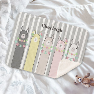 Cobertor Sherpa Lhamas Coloridas Personalizadas Animais Fofos Cria