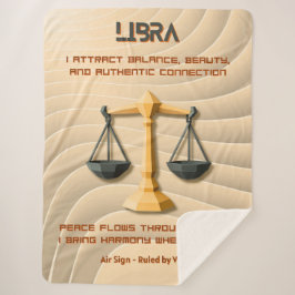 Cobertor Sherpa Libra Zodiac Sign Modern 3D Astrology Design