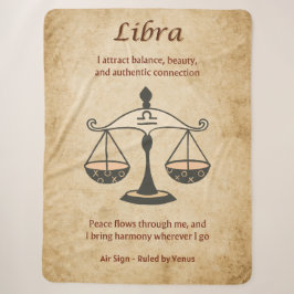 Cobertor Sherpa Libra Zodíaco com Afirmações Equilibradas