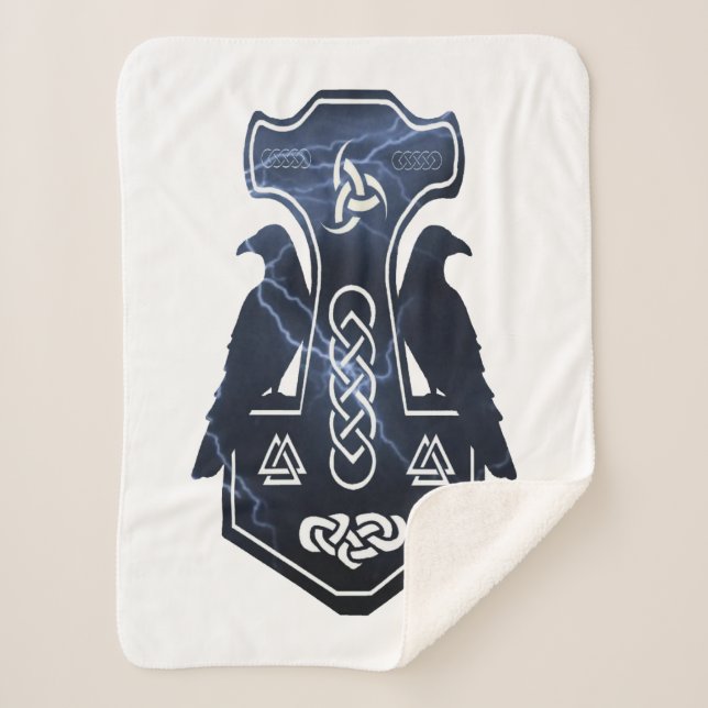 Cobertor Sherpa Lightning Bolt Thor's Hammer (Frente)