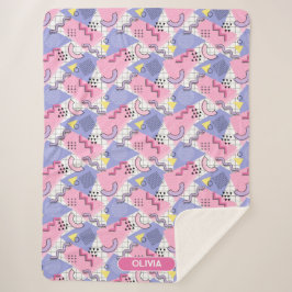 Cobertor Sherpa Lilac Rosa Ativo do anos 80 Memphis