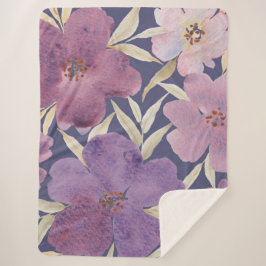 Cobertor Sherpa Lilacs on watercolor violet background