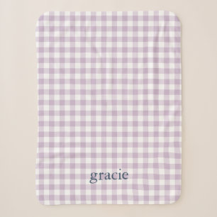 Cobertor Sherpa Lilás Gingham Monogramado Roxo