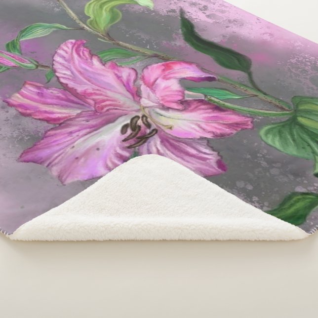 Cobertor Sherpa Lily Flowers Sherpa Blanket (3/4)