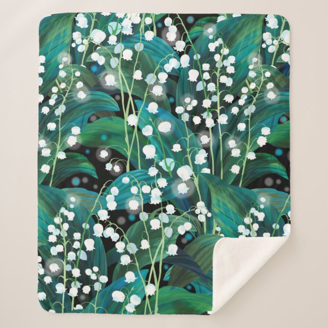 Cobertor Sherpa Lily of the valley. Seamless background pattern (Frente)