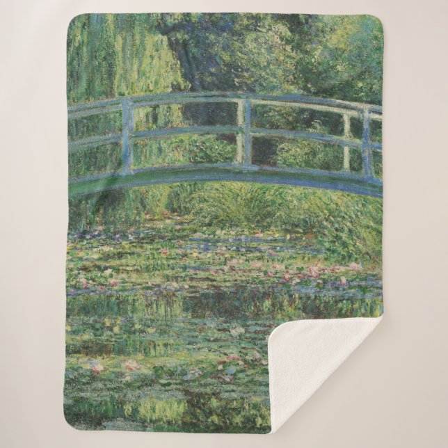 Cobertor Sherpa Lily Pond, Painting Oil Landscape, Monet (Frente)