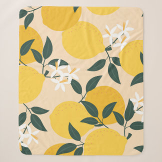 Cobertor Sherpa Limão Vintage: Textura de Fruta sem costura.