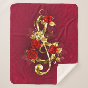 Cobertor Sherpa Limpeza de ouro com Flores Rosa