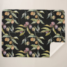 Linda Aquarela Azeitona Italiana Padrão Preto