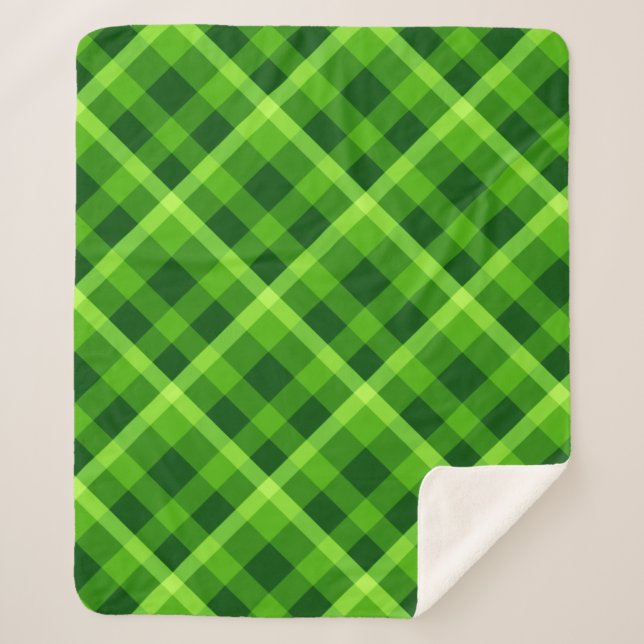 Cobertor Sherpa Linda árvore Xadrez verde médio Sherpa Blanket (Frente)