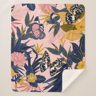 Cobertor Sherpa Linda e sem descontinuidades do padrão tropical do