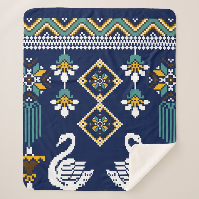 Cobertor Sherpa Linda figura, geométrica tribal ucraniana (Frente)
