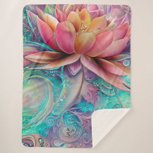 Cobertor Sherpa Linda Flor de Lotus Imital