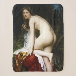 Cobertor Sherpa Linda mulher Bather (de Bouguereau)