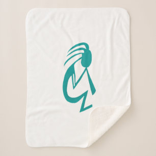 Cobertor Sherpa Linda pintura Teal Kokopelli