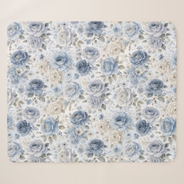 Cobertor Sherpa Linda Rosa Azul Aquarela Floral 