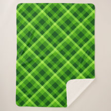 Linda Xadrez verde árvore grande Sherpa Blanket