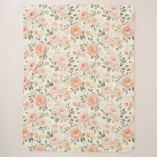 Cobertor Sherpa Lindas Flores de Pêssego