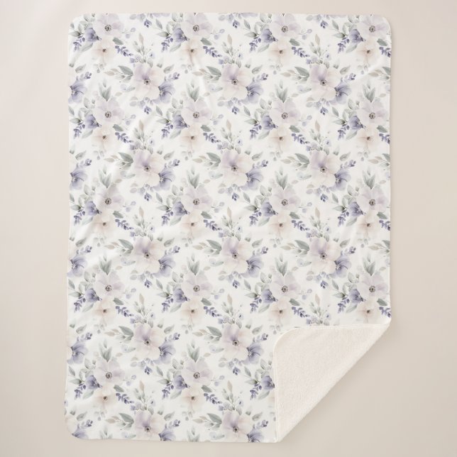 Cobertor Sherpa Lindas Flores Roxas   (Frente)