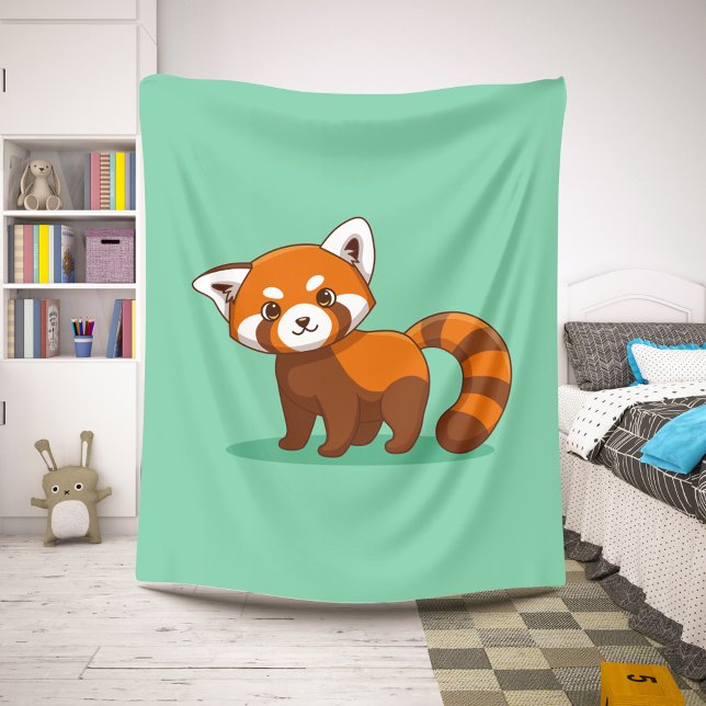 Cobertor Sherpa Lindo Panda Vermelho no Verde (Criador carregado)