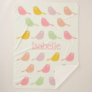 Cobertor Sherpa Lindos Passarinhos Personalizados Cores Pastel Men