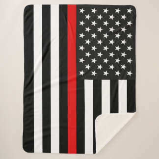 Cobertor Sherpa Linha vermelha fina bandeira americana