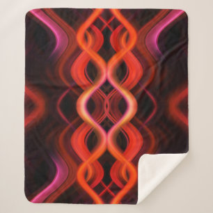 Cobertor Sherpa Linhas de onda vermelha geométrica design.