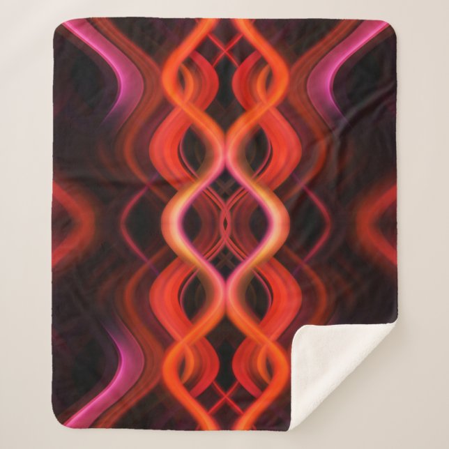 Cobertor Sherpa Linhas de onda vermelha geométrica design. (Frente)