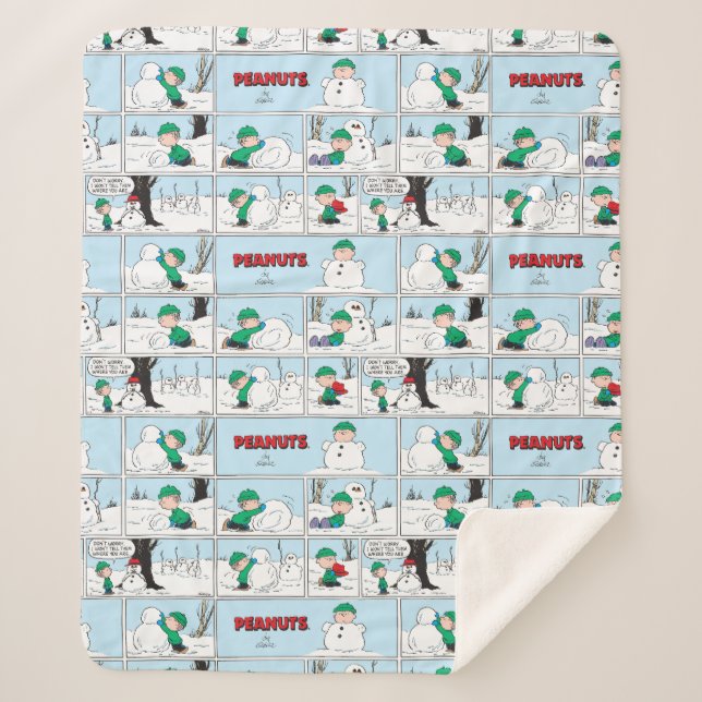 Cobertor Sherpa Linus constrói um boneco de neve (Frente)