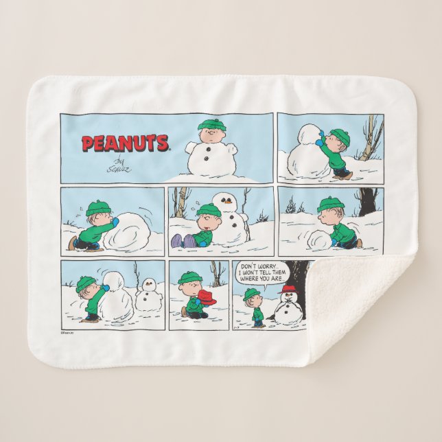 Cobertor Sherpa Linus constrói um boneco de neve (Frente (Horizontal))