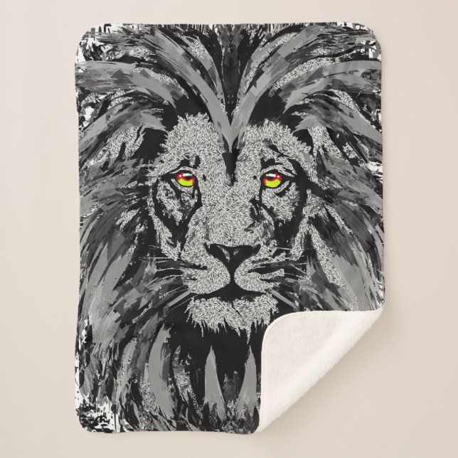 Cobertor Sherpa Lion Head Sherpa Blanket | Cinza Lion Blanket (Frente)