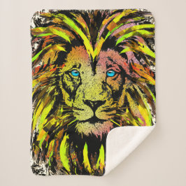 Cobertor Sherpa Lion Head Sherpa Blanket | Leão Amarelo