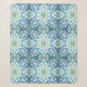 Cobertor Sherpa Lírio de Água Branco Gelo Mandala
