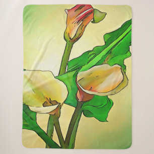 Cobertor Sherpa Lírios Calla Contra Ombro Verde