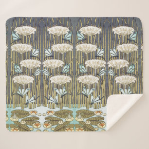 Cobertor Sherpa Lírios de Água,Batatas,Marsh Art Nouveau