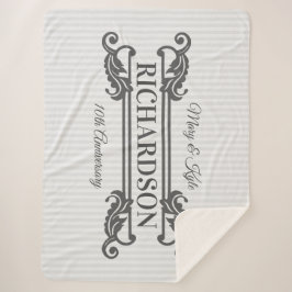 Cobertor Sherpa Listra elegante do monograma cinzento clássico da