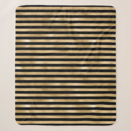 Cobertor Sherpa Listrado Preto e Dourado