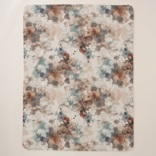 Cobertor Sherpa Listras Abstrato Azul Creme Marrom