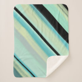 Cobertor Sherpa Listras Amarelas Pretas Turquesa Padrão
