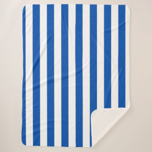 Cobertor Sherpa Listras Azuis e Brancas Clássicas Vintage