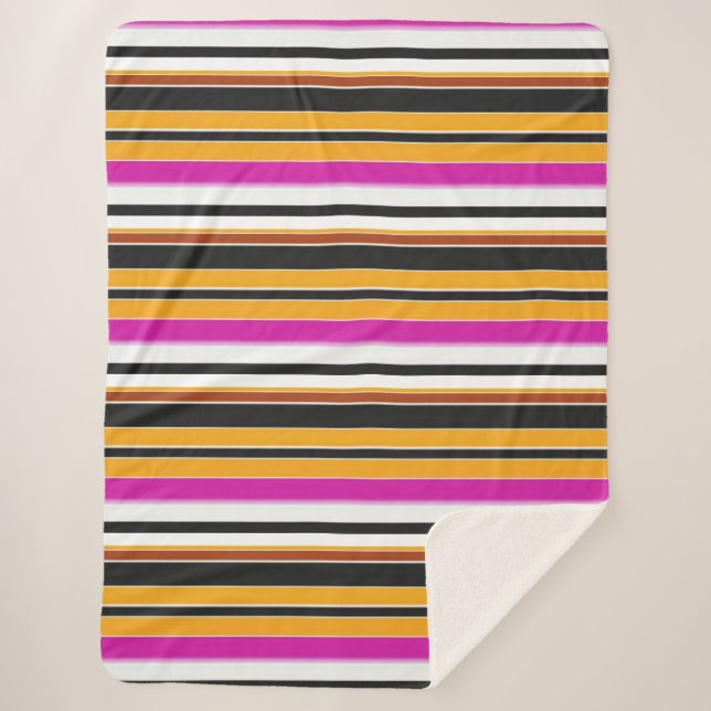 Cobertor Sherpa Listras brancas e pretas (Frente)