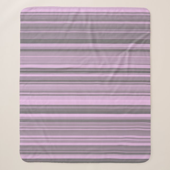 Cobertor Sherpa Listras Cinza Roxo (Frente)