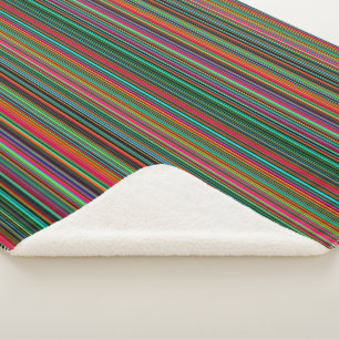 Cobertor Sherpa Listras Coloridas Multicoloridas